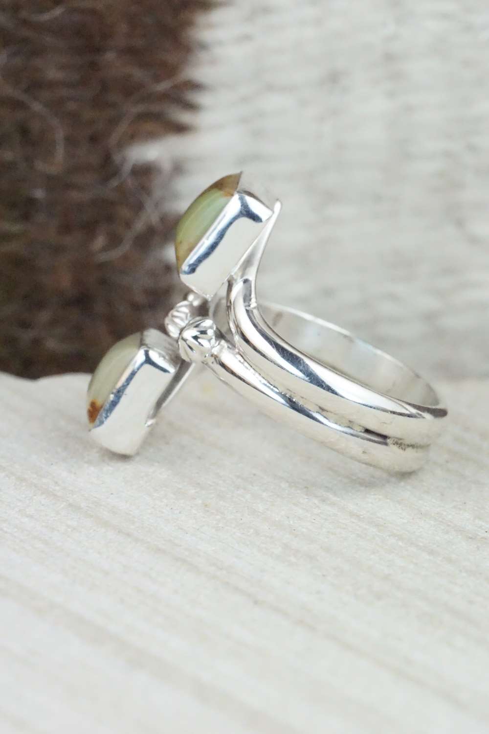 Turquoise & Sterling Silver Ring - Bobby Platero - Size 7.75