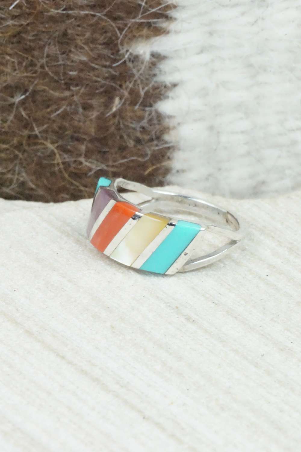Multi Stone and Sterling Silver Ring - Fabian Sheyka - Size 5.5