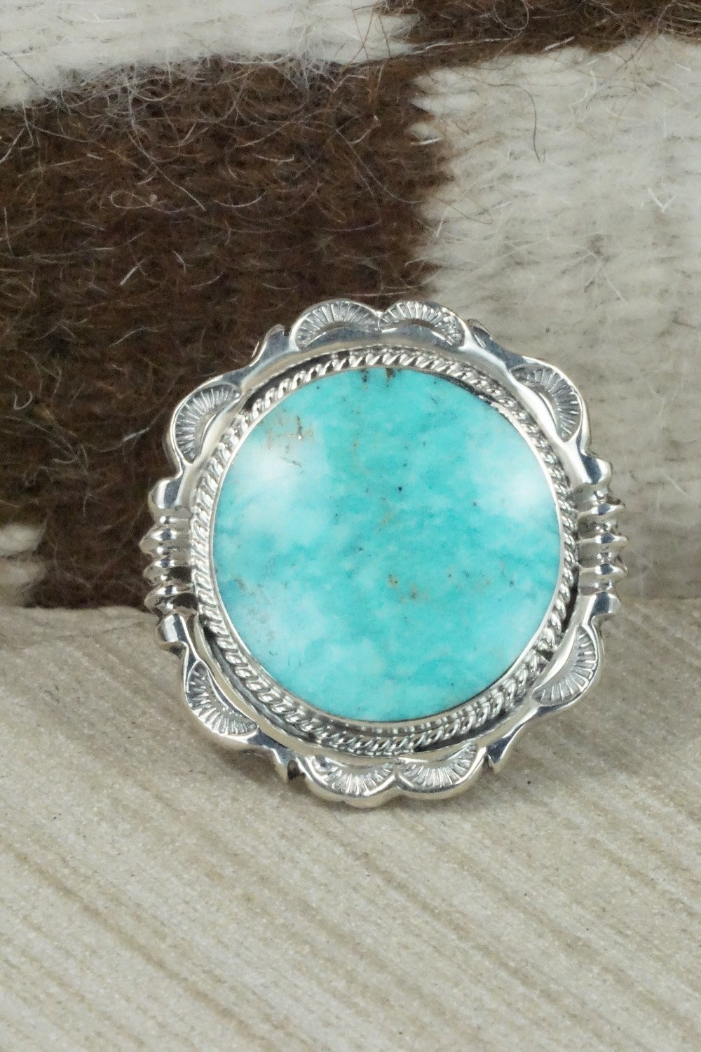 Turquoise and Sterling Silver Ring - Bucky Belin - Size 8.5