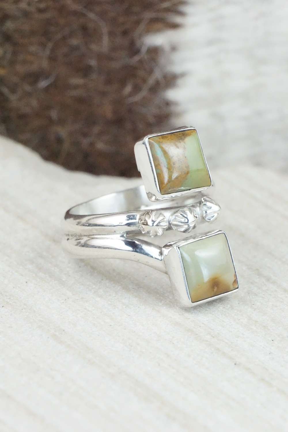 Turquoise & Sterling Silver Ring - Bobby Platero - Size 7.75