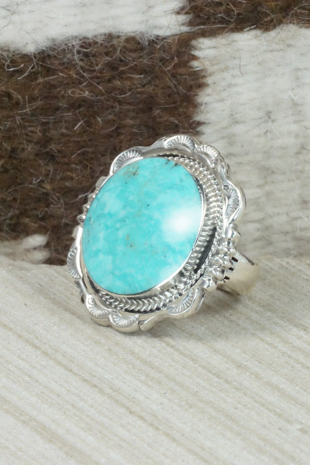 Turquoise and Sterling Silver Ring - Bucky Belin - Size 8.5