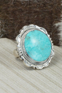 Turquoise and Sterling Silver Ring - Bucky Belin - Size 8.5