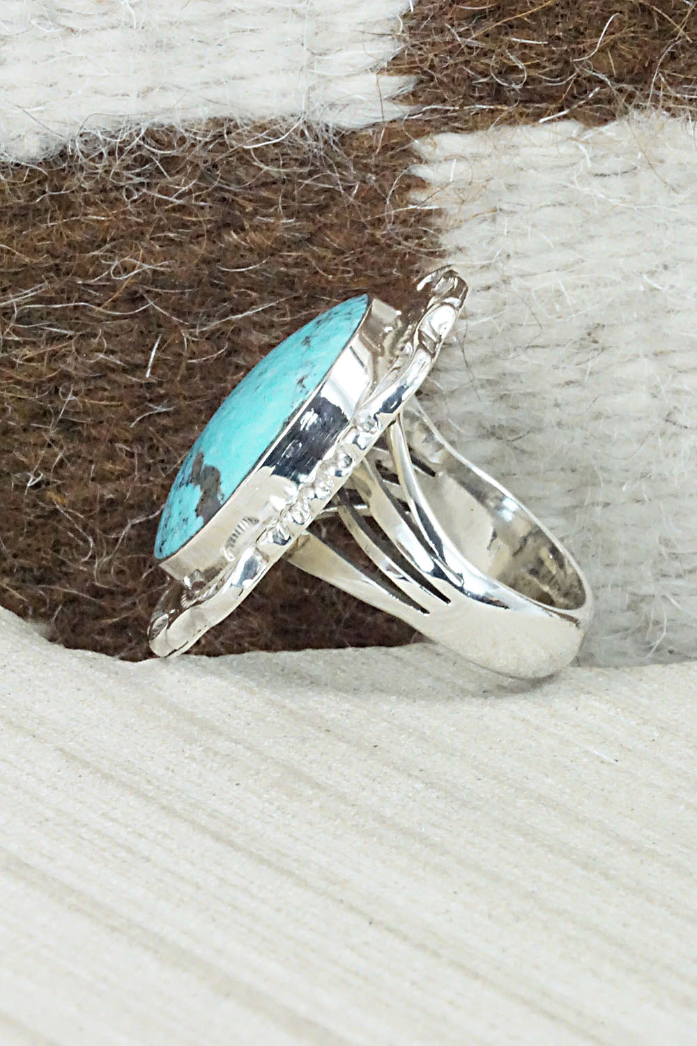 Turquoise and Sterling Silver Ring - Bucky Belin - Size 8.25