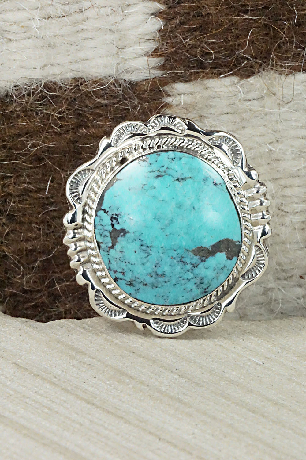 Turquoise and Sterling Silver Ring - Bucky Belin - Size 8.25