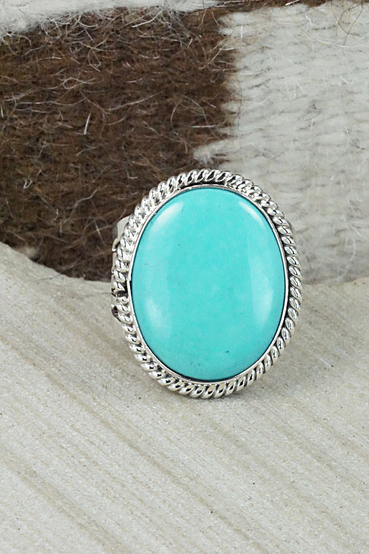 Turquoise & Sterling Silver Ring - Jeannette Saunders - Size 12.5