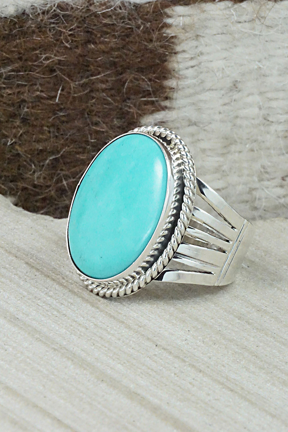 Turquoise & Sterling Silver Ring - Jeannette Saunders - Size 12.5