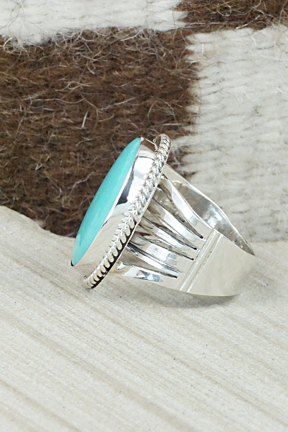 Turquoise & Sterling Silver Ring - Jeannette Saunders - Size 12.5