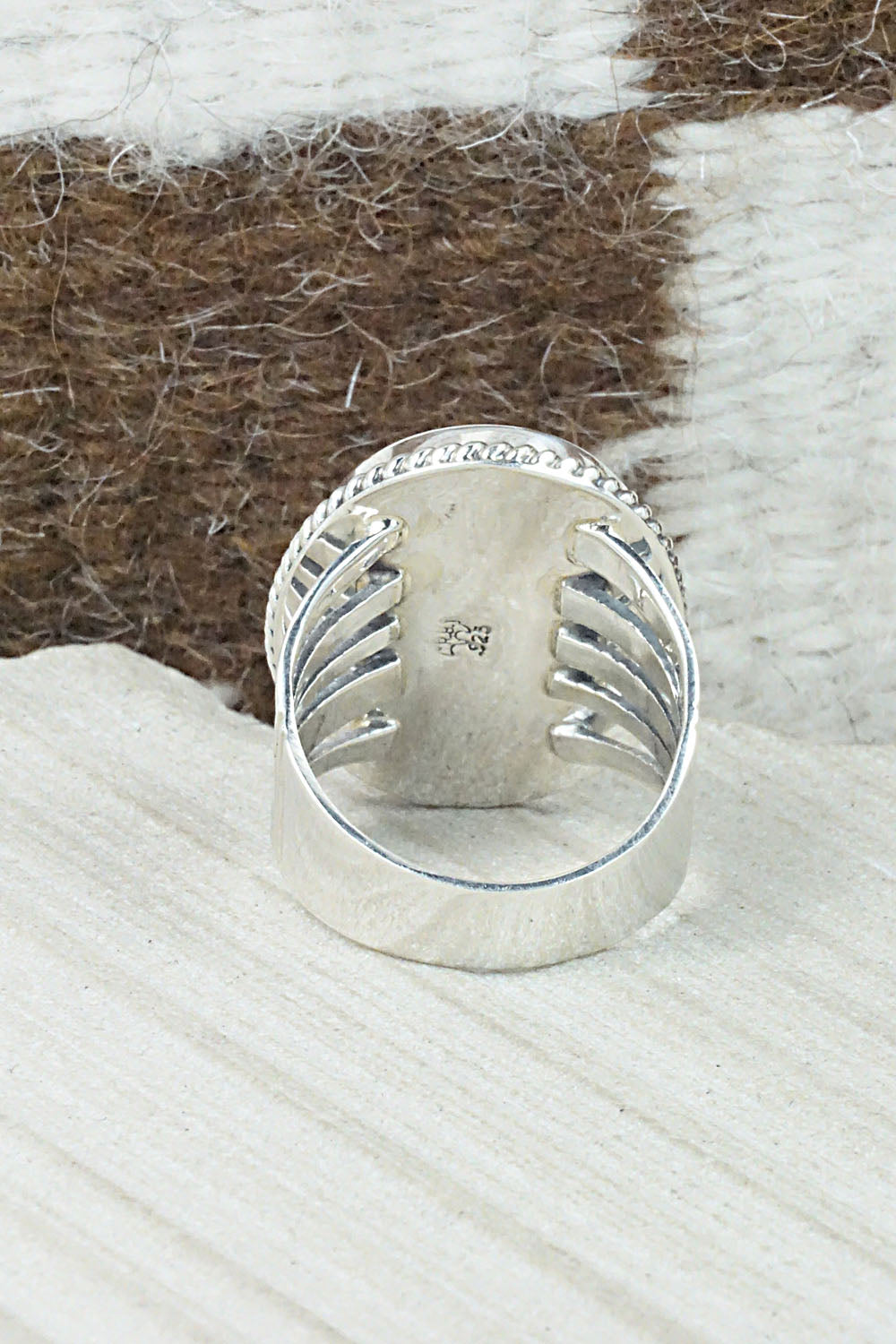 Turquoise & Sterling Silver Ring - Jeannette Saunders - Size 12.5