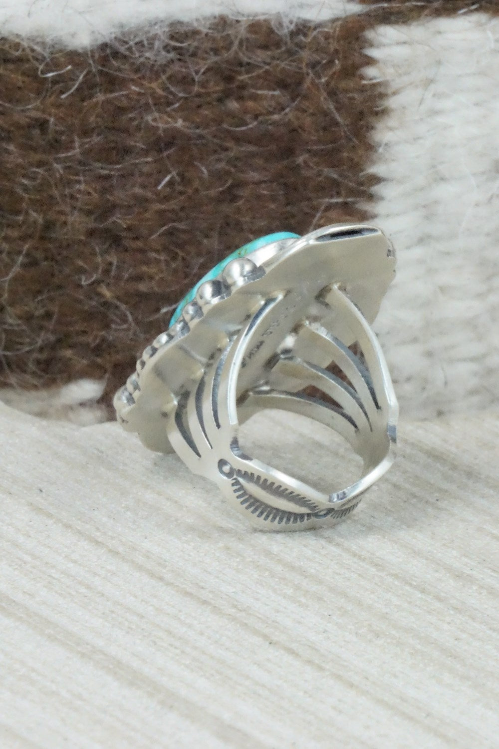 Turquoise & Sterling Silver Ring - Tom Lewis - Size 5.5