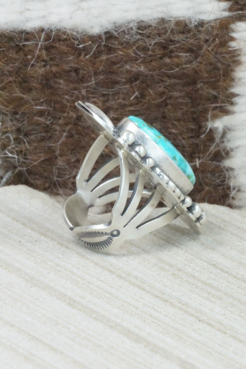 Turquoise & Sterling Silver Ring - Tom Lewis - Size 5.5