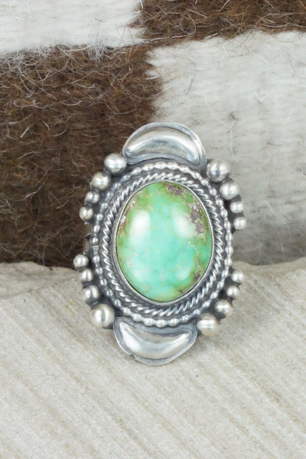 Turquoise & Sterling Silver Ring - Tom Lewis - Size 8.25