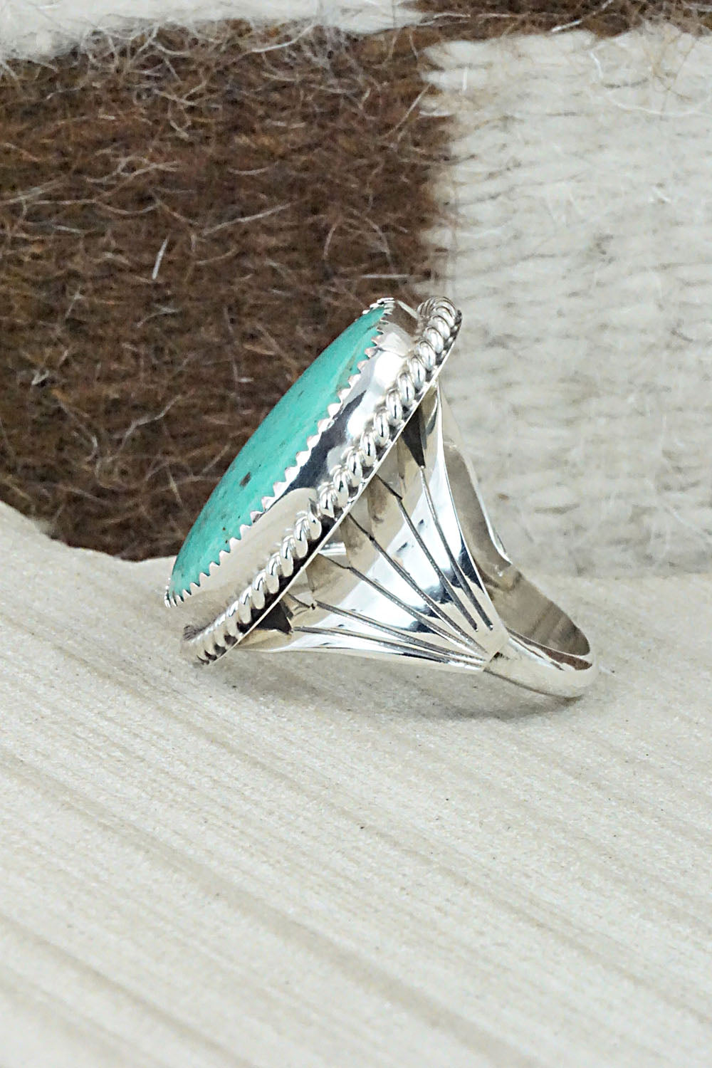 Turquoise & Sterling Silver Ring - Jeannette Saunders - Size 10.25