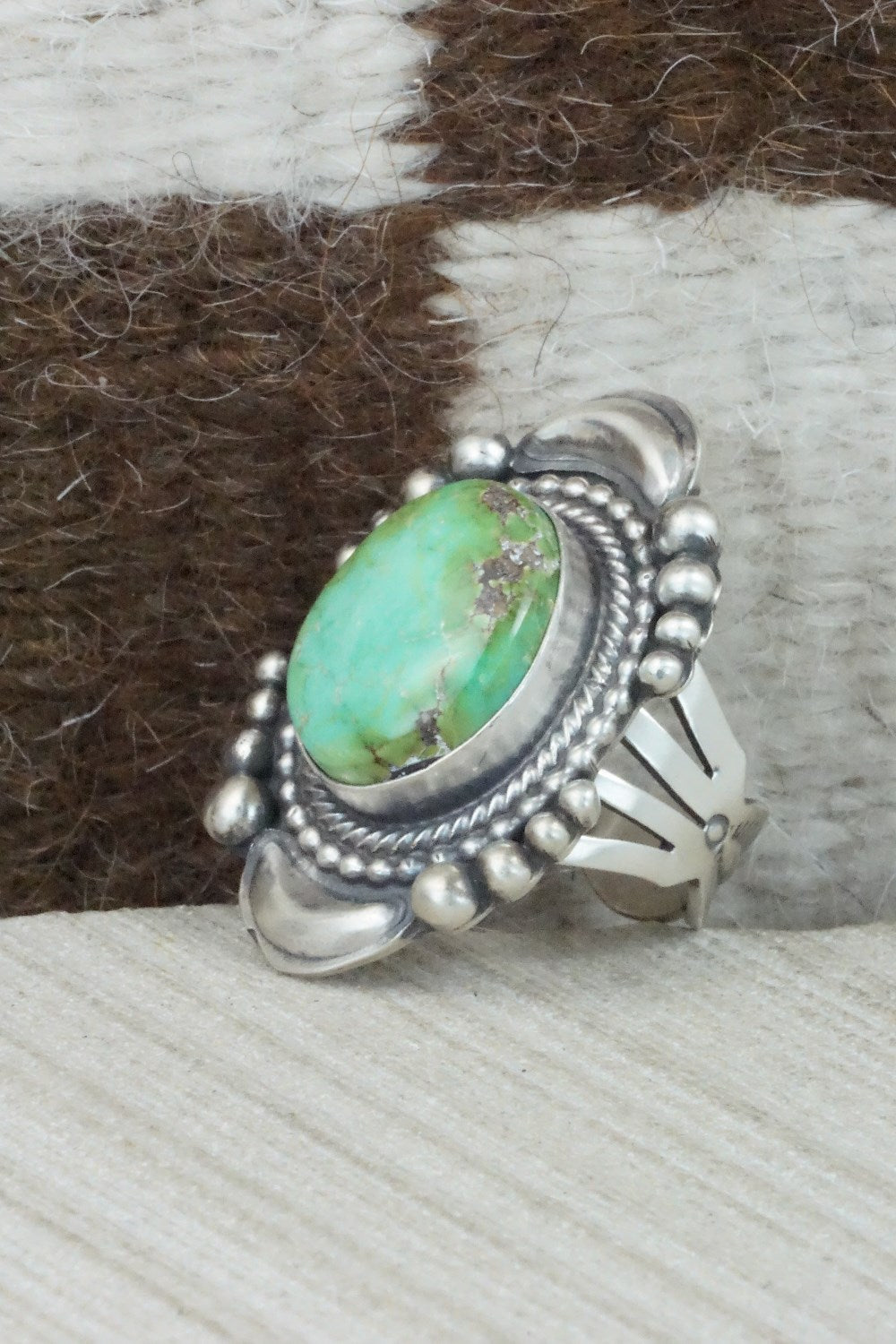 Turquoise & Sterling Silver Ring - Tom Lewis - Size 8.25