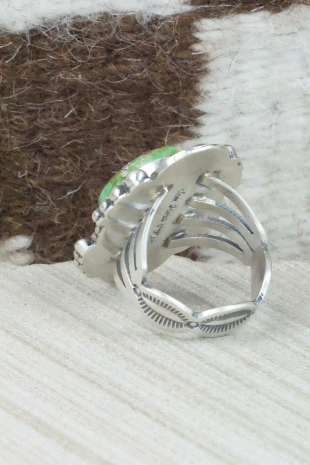 Turquoise & Sterling Silver Ring - Tom Lewis - Size 8.25