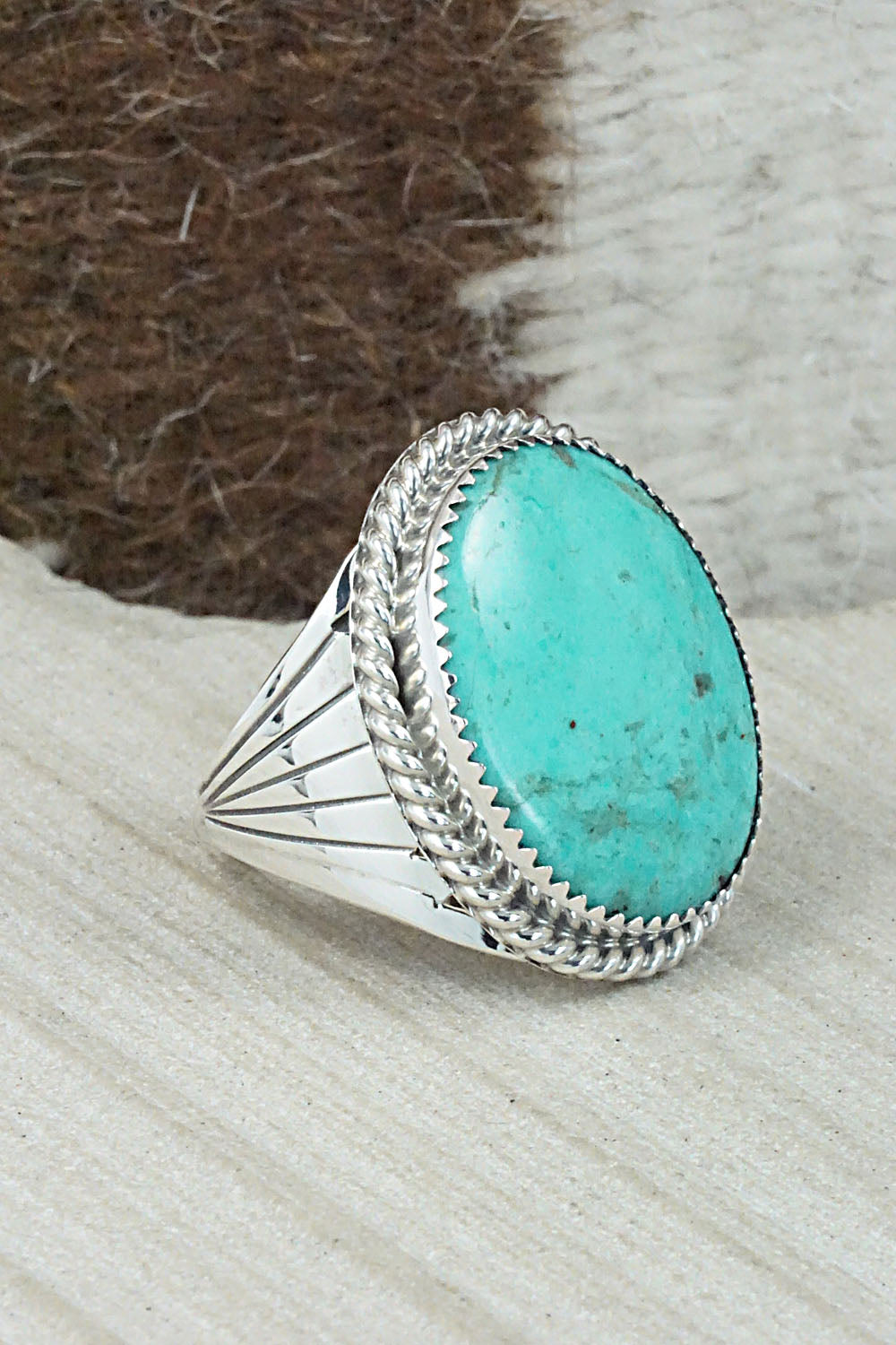 Turquoise & Sterling Silver Ring - Jeannette Saunders - Size 10.25