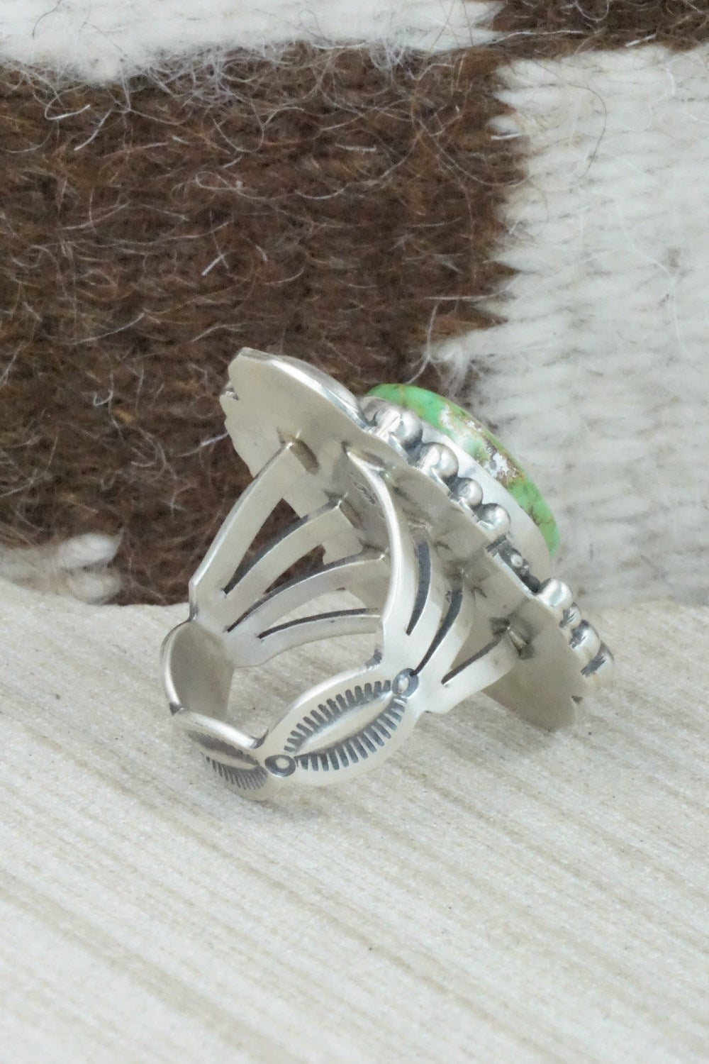Turquoise & Sterling Silver Ring - Tom Lewis - Size 8.25