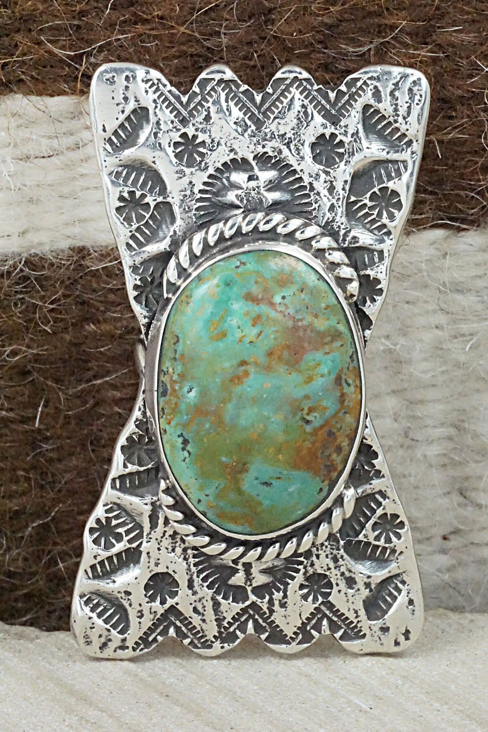 Turquoise & Sterling Silver Ring - Virgil Reeder - 8.5