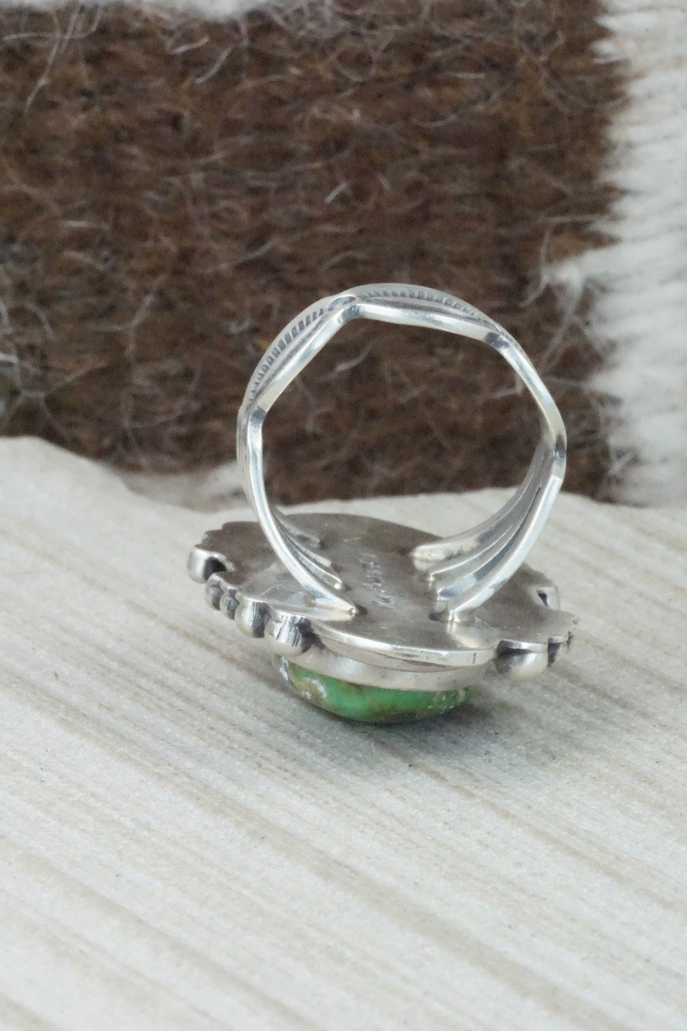Turquoise & Sterling Silver Ring - Tom Lewis - Size 8.25