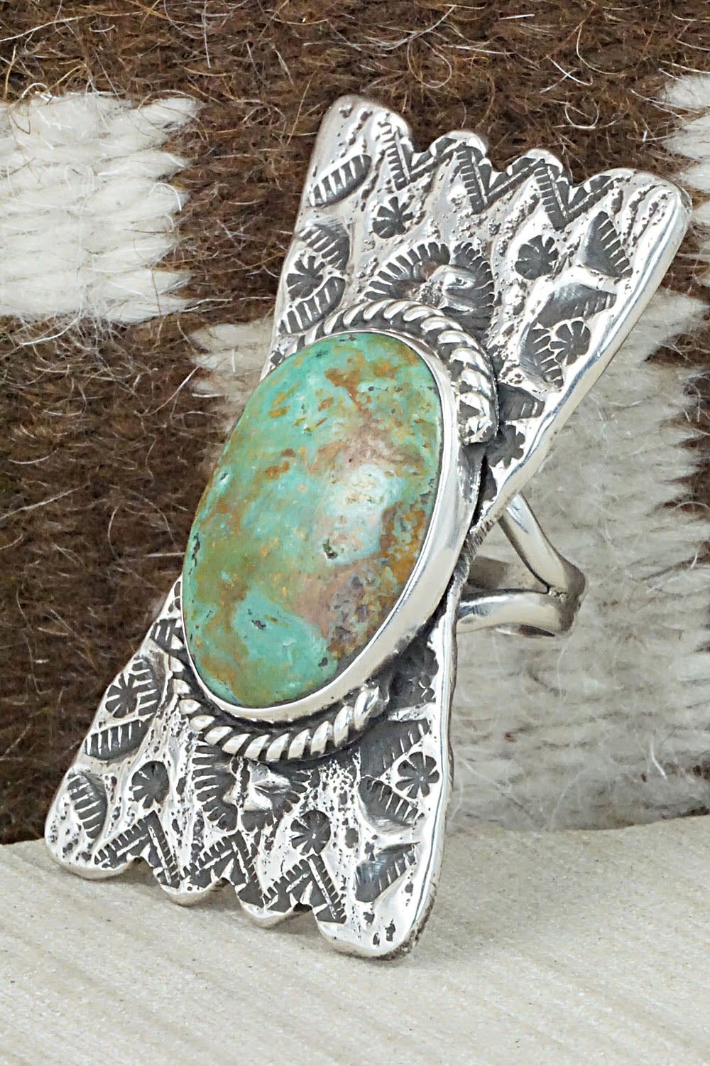 Turquoise & Sterling Silver Ring - Virgil Reeder - 8.5