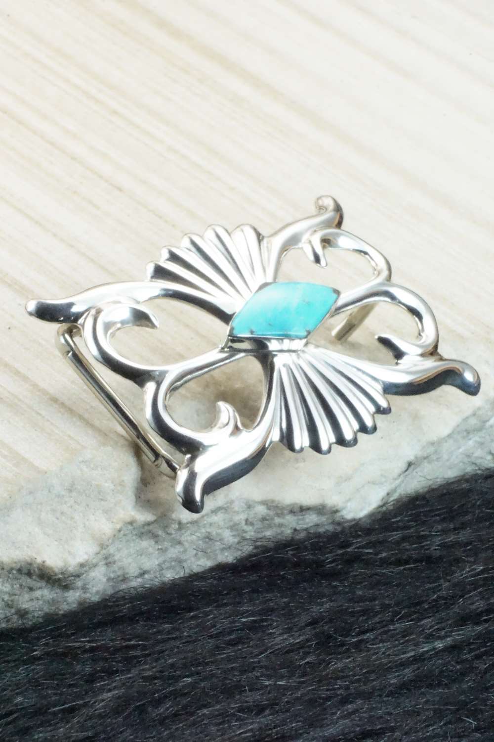 Turquoise & Sterling Silver Belt Buckle - Paul Largo