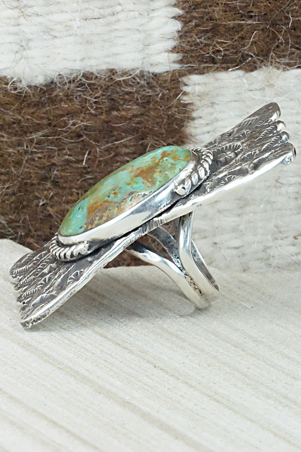 Turquoise & Sterling Silver Ring - Virgil Reeder - 8.5