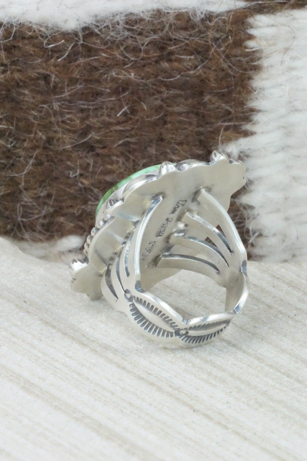 Turquoise & Sterling Silver Ring - Tom Lewis - Size 6.25