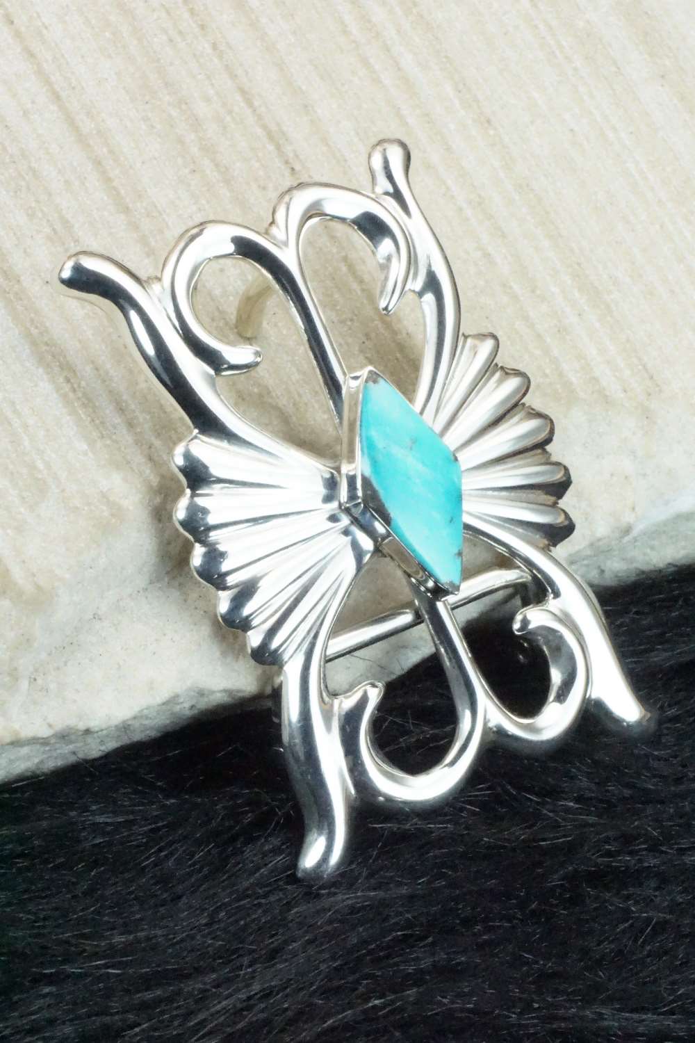 Turquoise & Sterling Silver Belt Buckle - Paul Largo