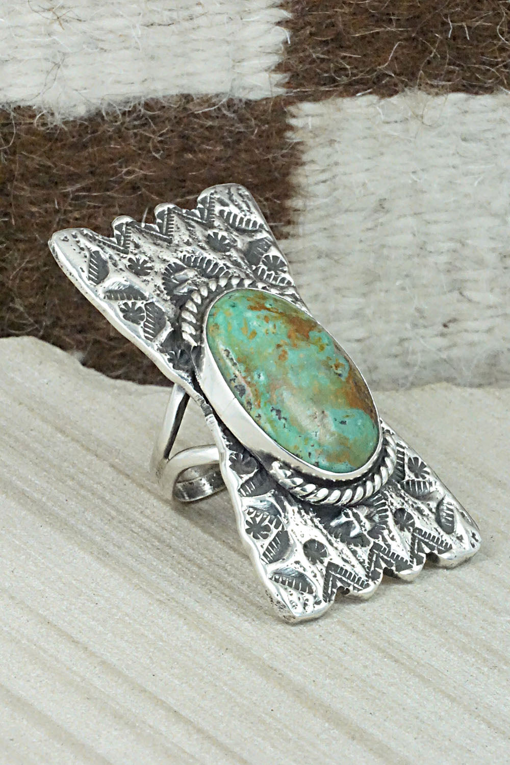 Turquoise & Sterling Silver Ring - Virgil Reeder - 8.5