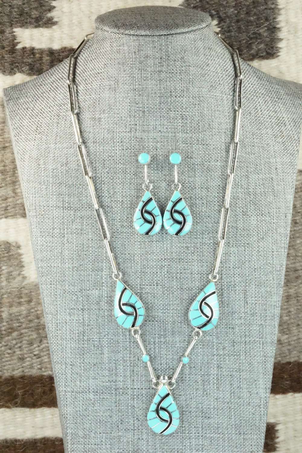 Turquoise & Sterling Silver Necklace and Earrings Set - Amy Wesley