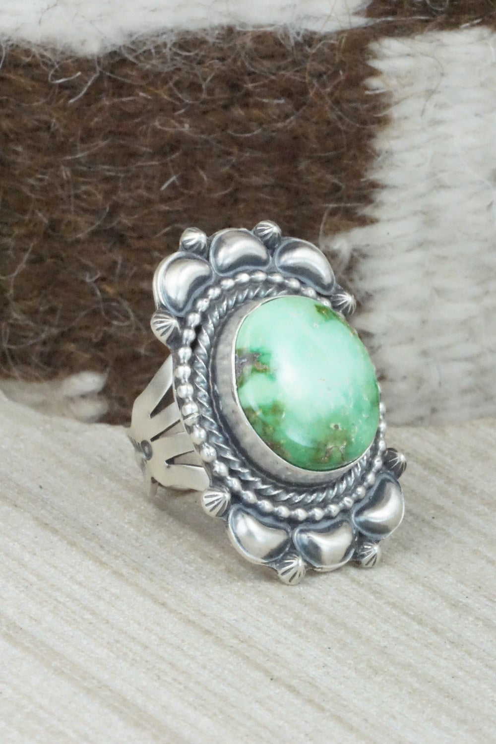 Turquoise & Sterling Silver Ring - Tom Lewis - Size 6.25