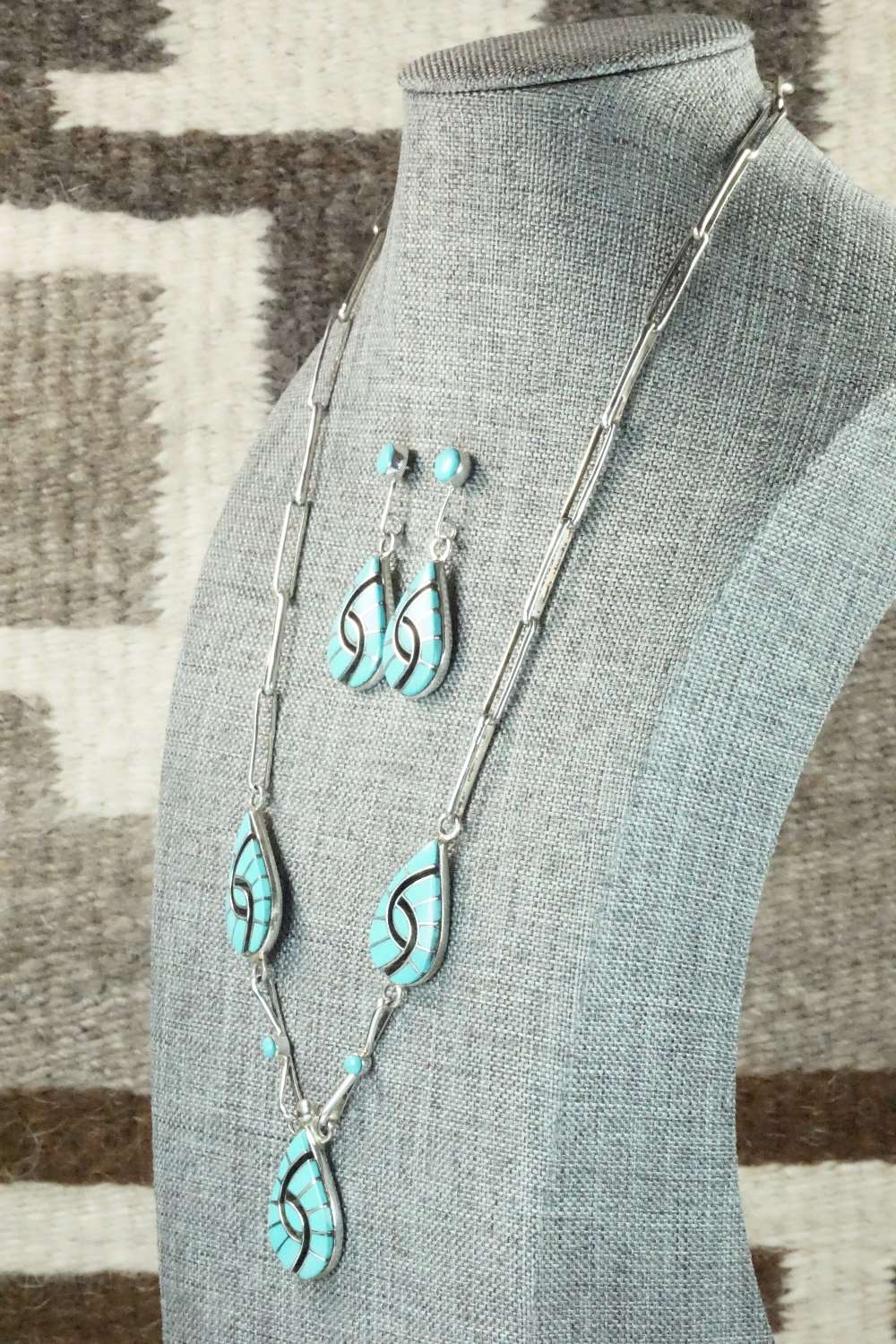 Turquoise & Sterling Silver Necklace and Earrings Set - Amy Wesley