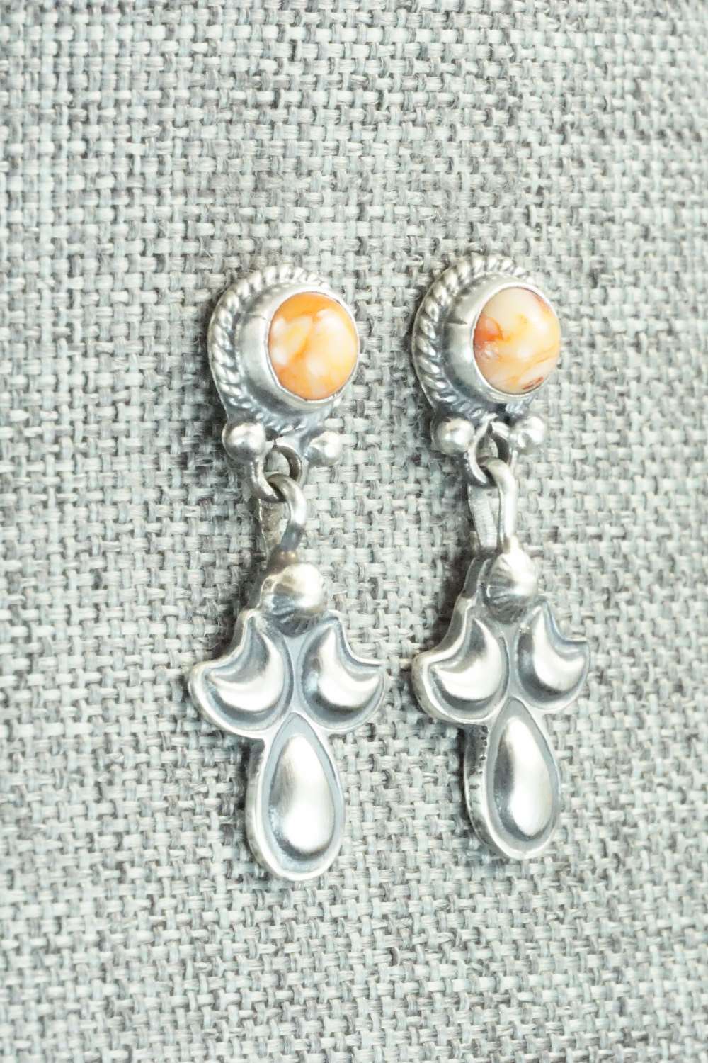 Spiny Oyster & Sterling Silver Earrings - Adelarae Yazzie