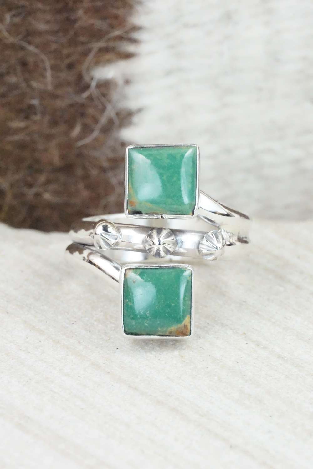 Turquoise & Sterling Silver Ring - Bobby Platero - Size 8.5
