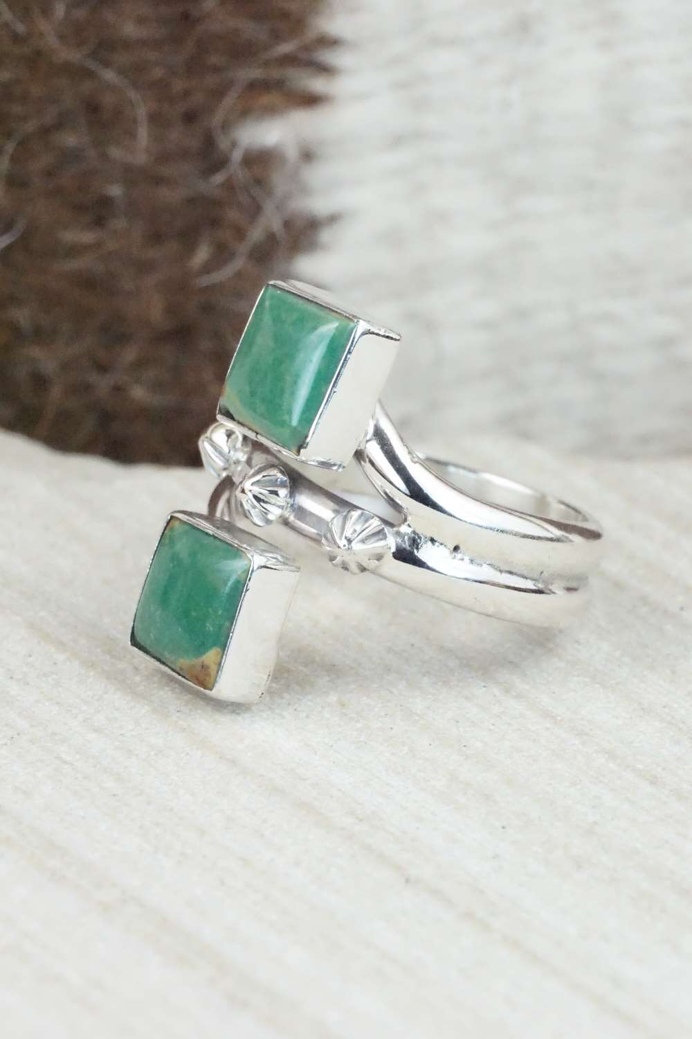 Turquoise & Sterling Silver Ring - Bobby Platero - Size 8.5