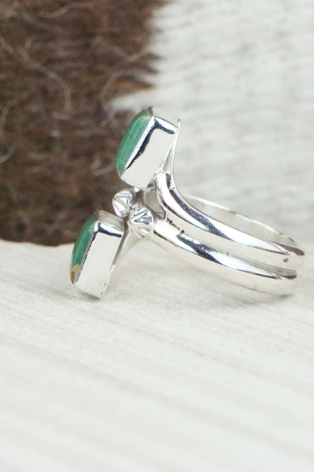 Turquoise & Sterling Silver Ring - Bobby Platero - Size 8.5
