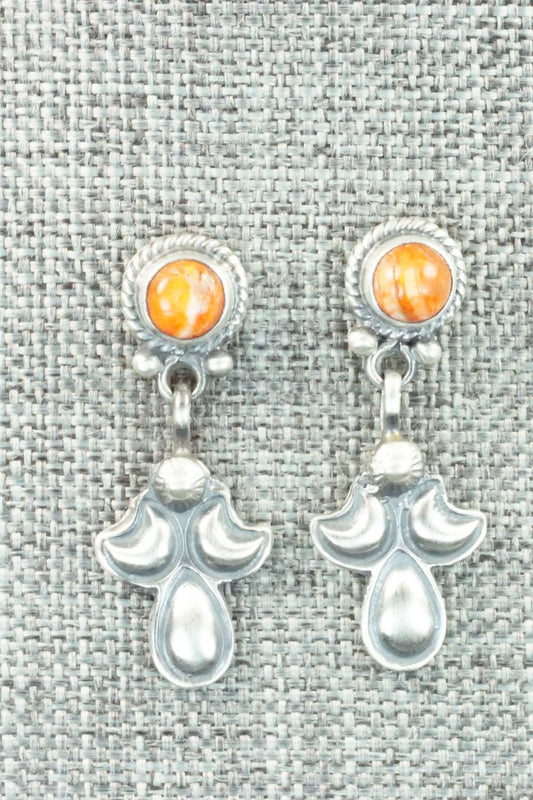 Spiny Oyster & Sterling Silver Earrings - Adelarae Yazzie
