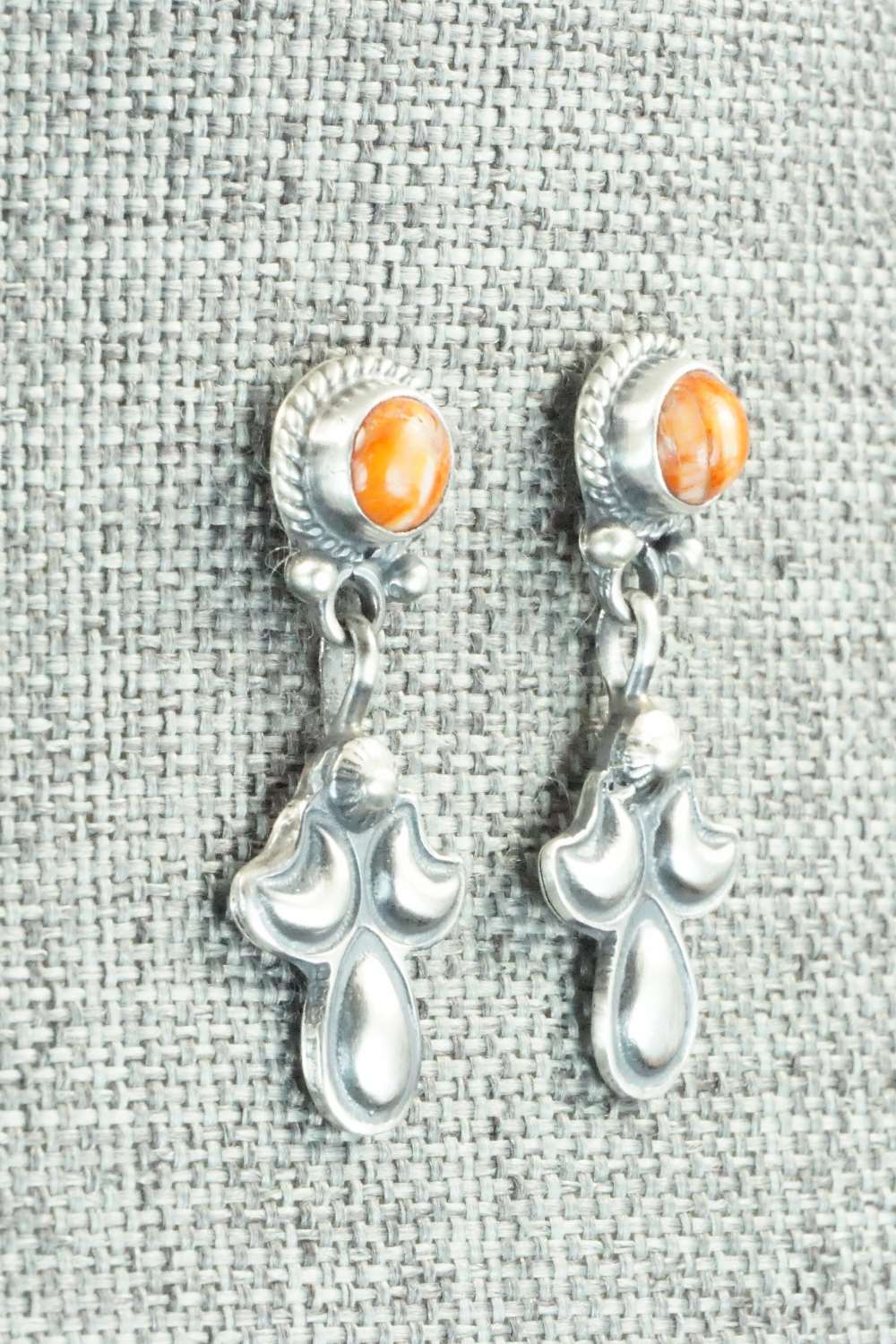 Spiny Oyster & Sterling Silver Earrings - Adelarae Yazzie