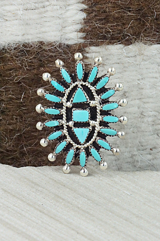 Turquoise & Sterling Silver Ring - Evonne Hustito - Size 8.5