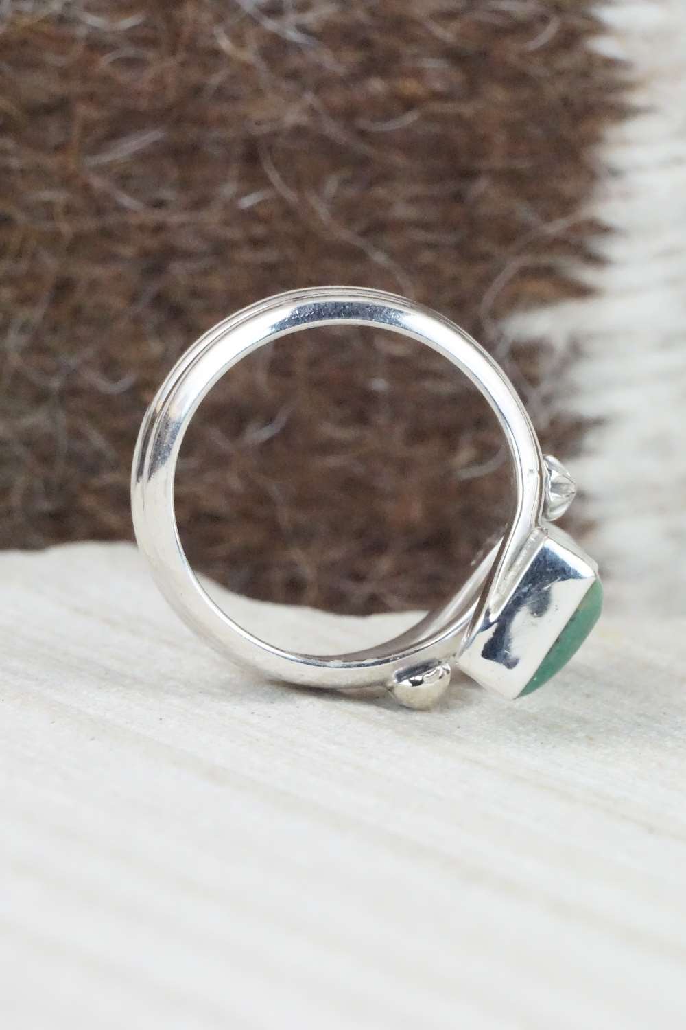 Turquoise & Sterling Silver Ring - Bobby Platero - Size 8.5