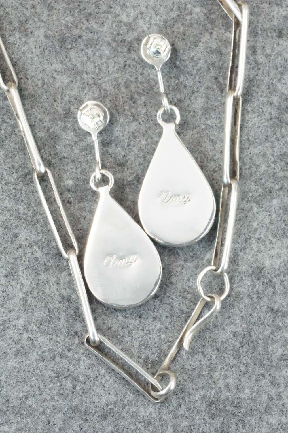 Turquoise & Sterling Silver Necklace and Earrings Set - Amy Wesley