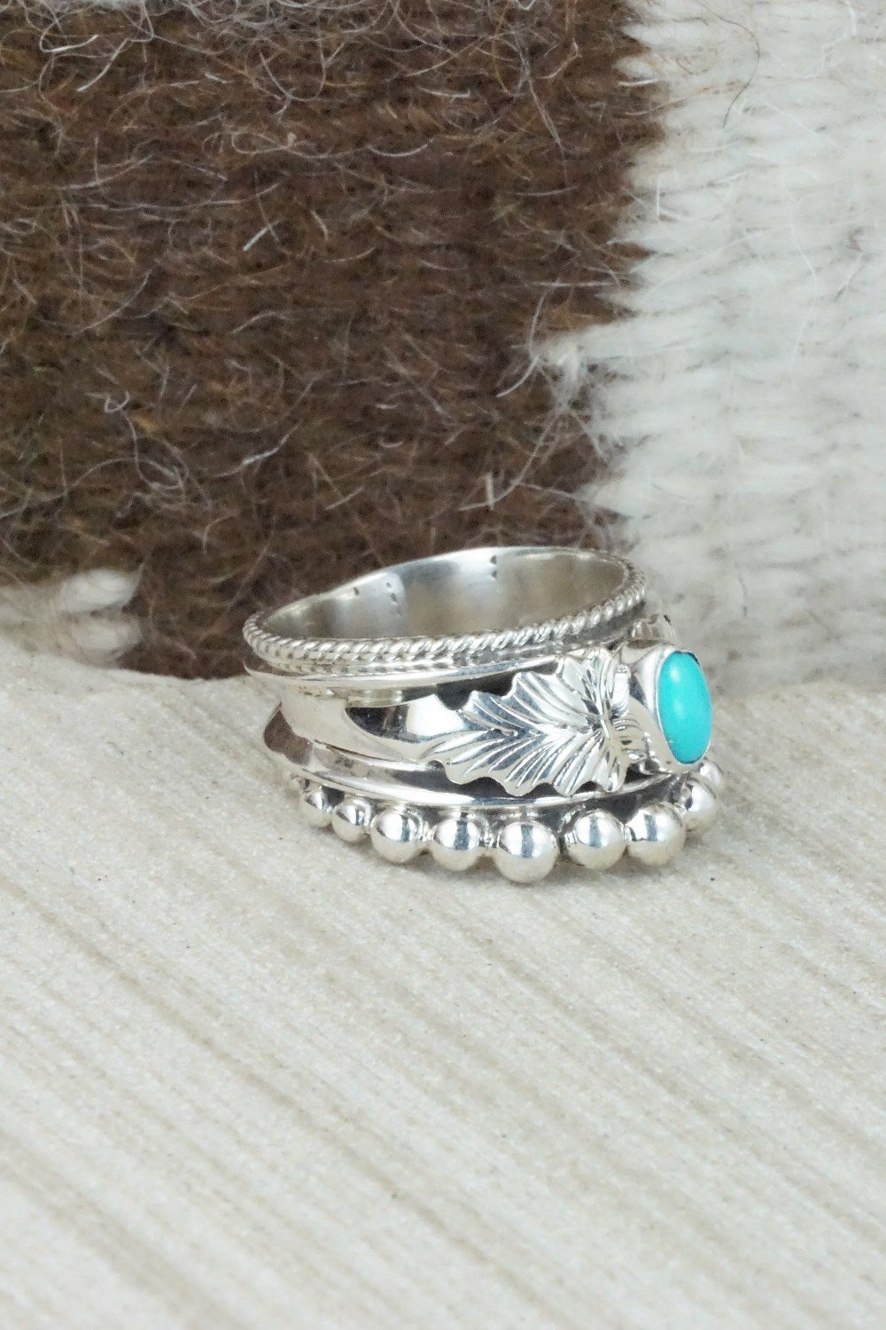 Turquoise & Sterling Silver Ring - Tom Lewis - Size 10