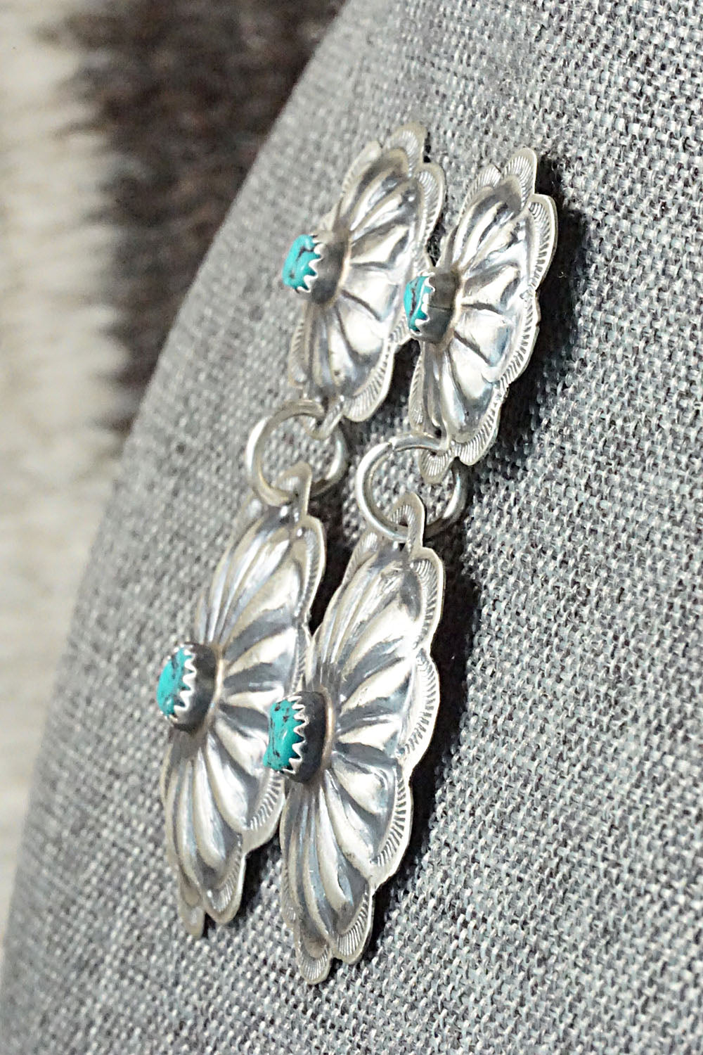 Turquoise & Sterling Silver Earrings - Joan Begay