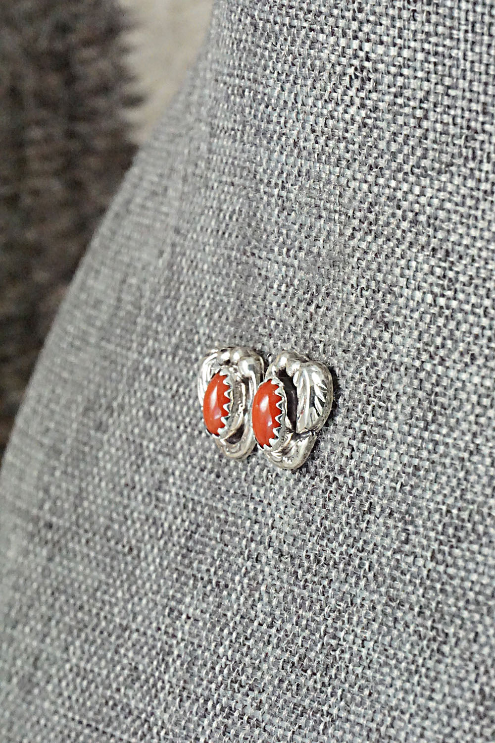 Coral & Sterling Silver Earrings - Elaine Shirley