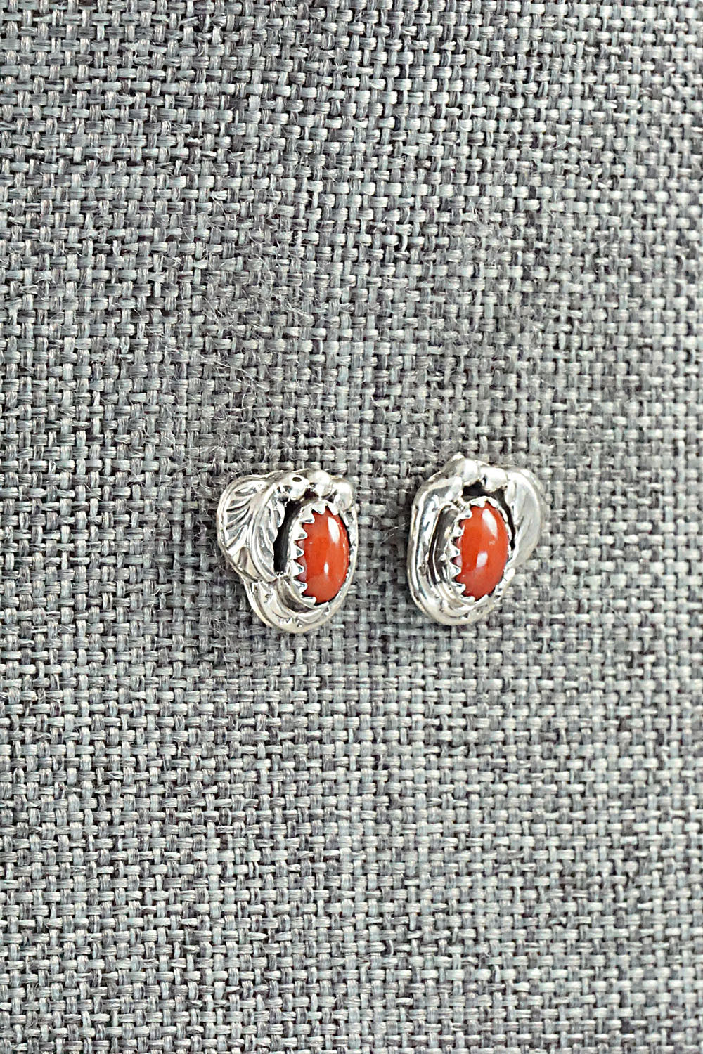 Coral & Sterling Silver Earrings - Elaine Shirley