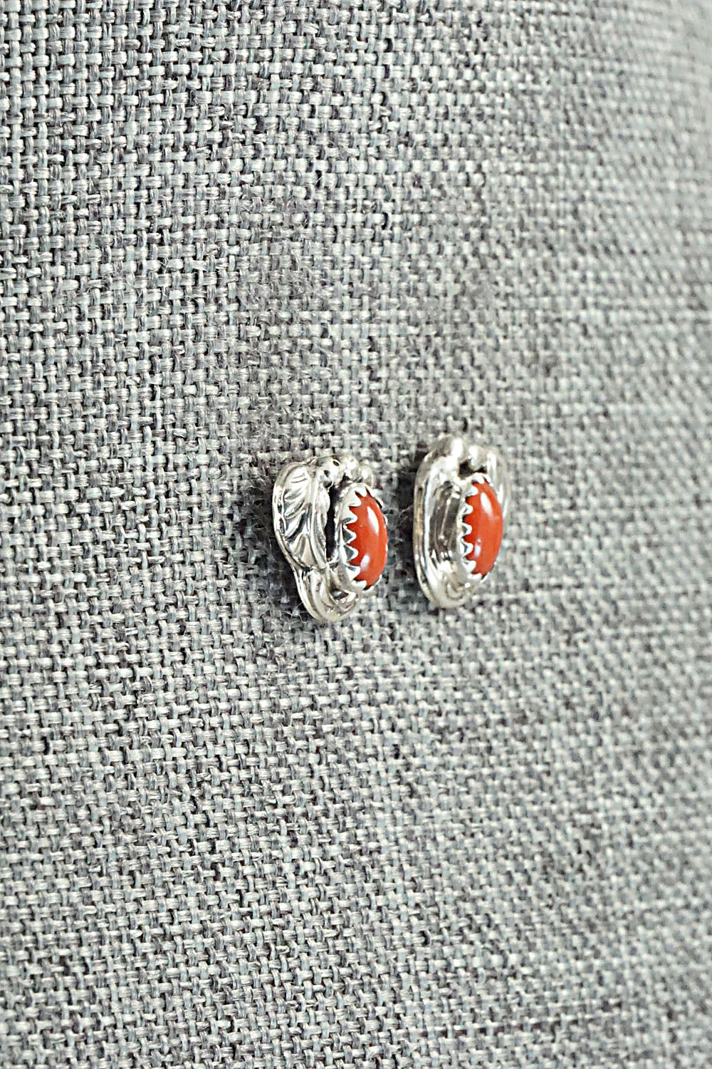 Coral & Sterling Silver Earrings - Elaine Shirley