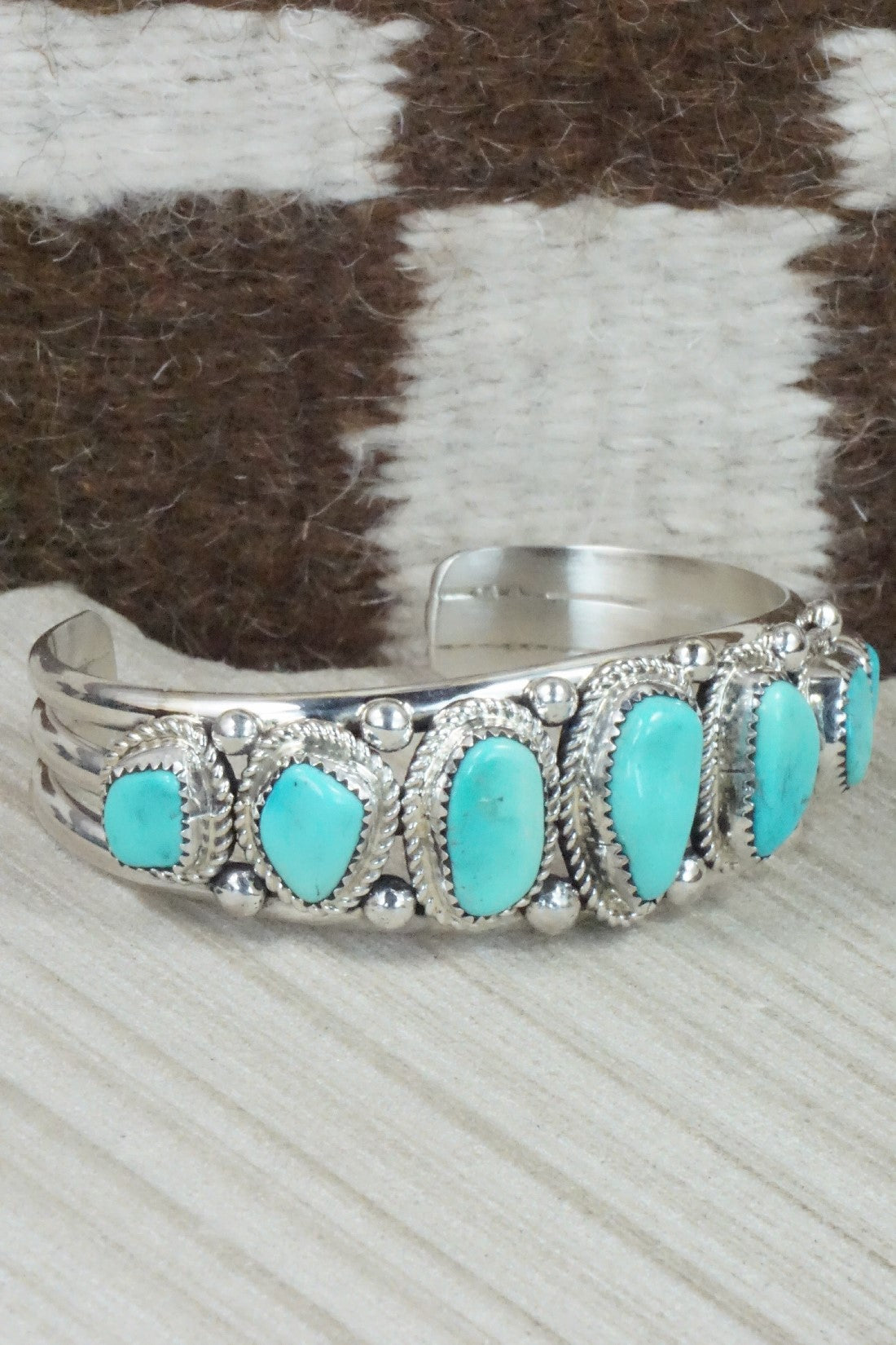 Turquoise & Sterling Silver Bracelet - Leslie Nez