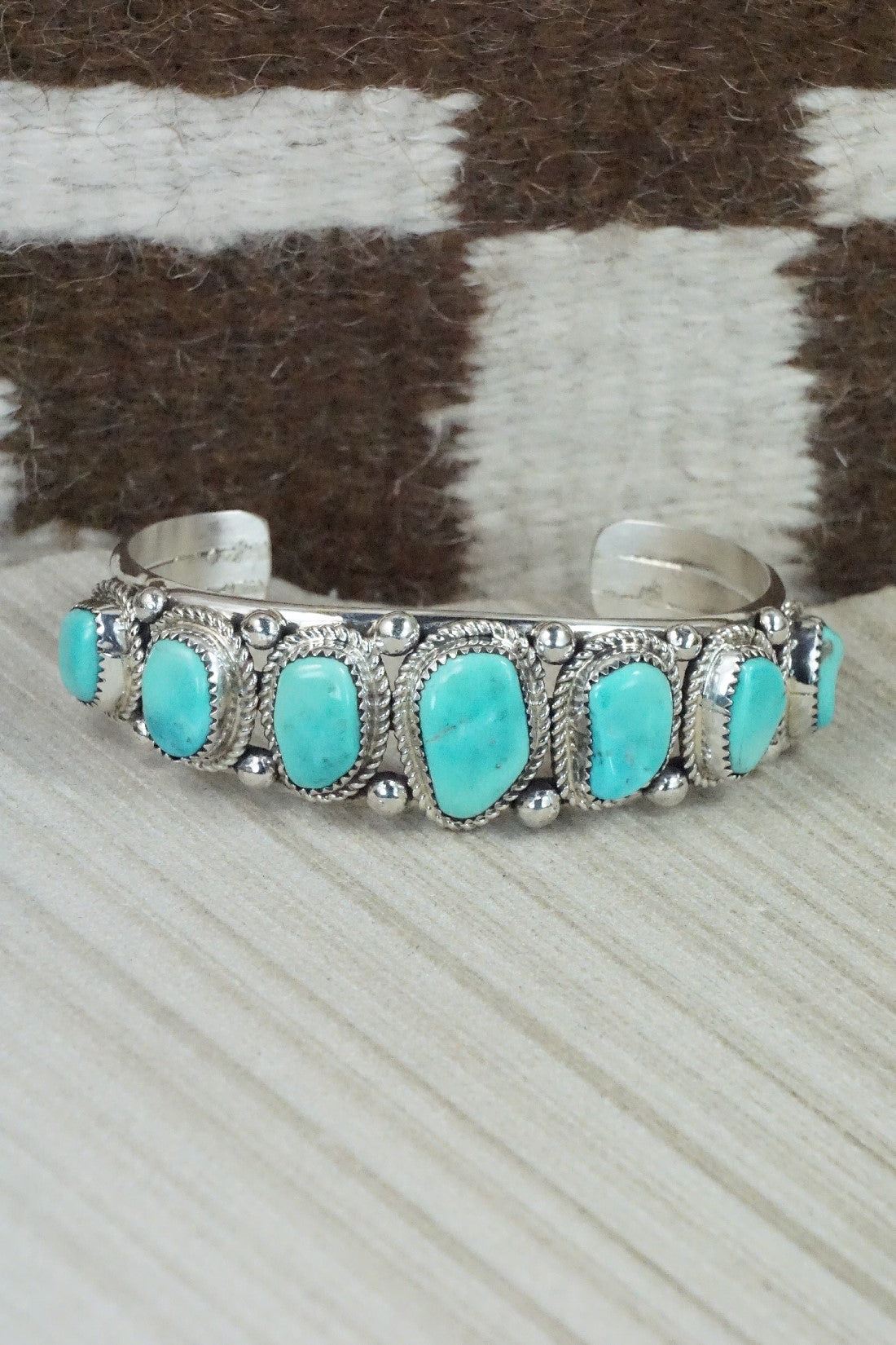 Turquoise & Sterling Silver Bracelet - Leslie Nez