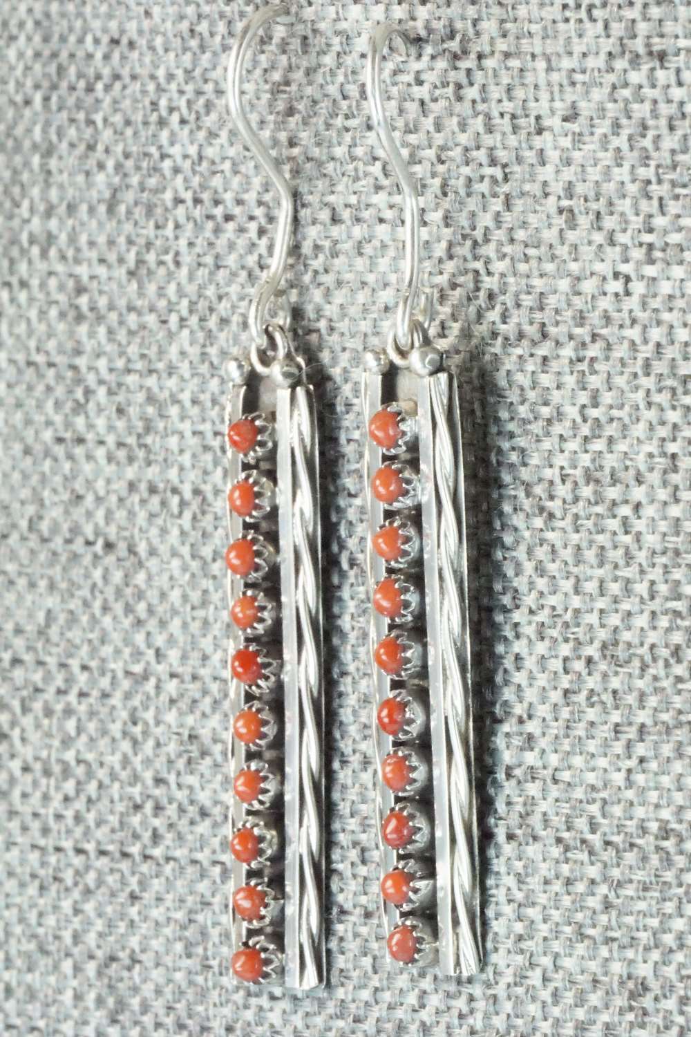 Coral & Sterling Silver Earrings - Stephen Haloo