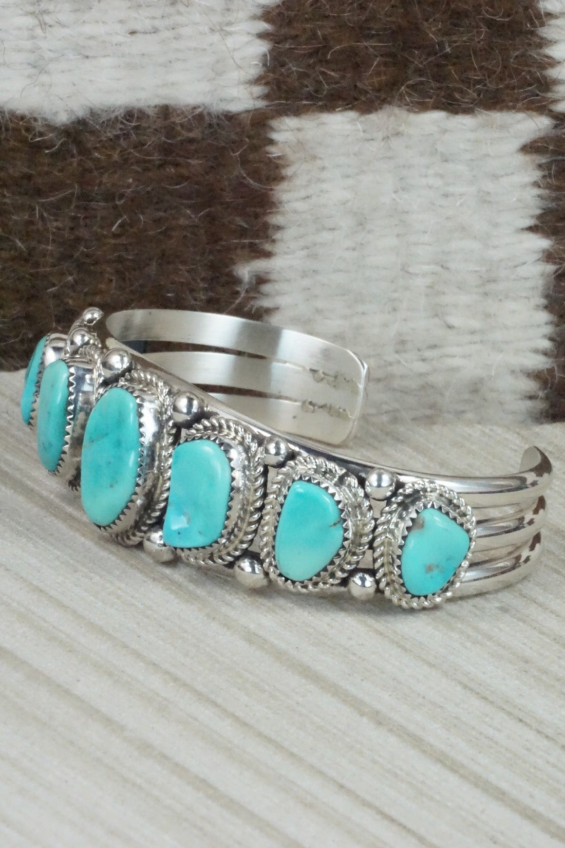 Turquoise & Sterling Silver Bracelet - Leslie Nez