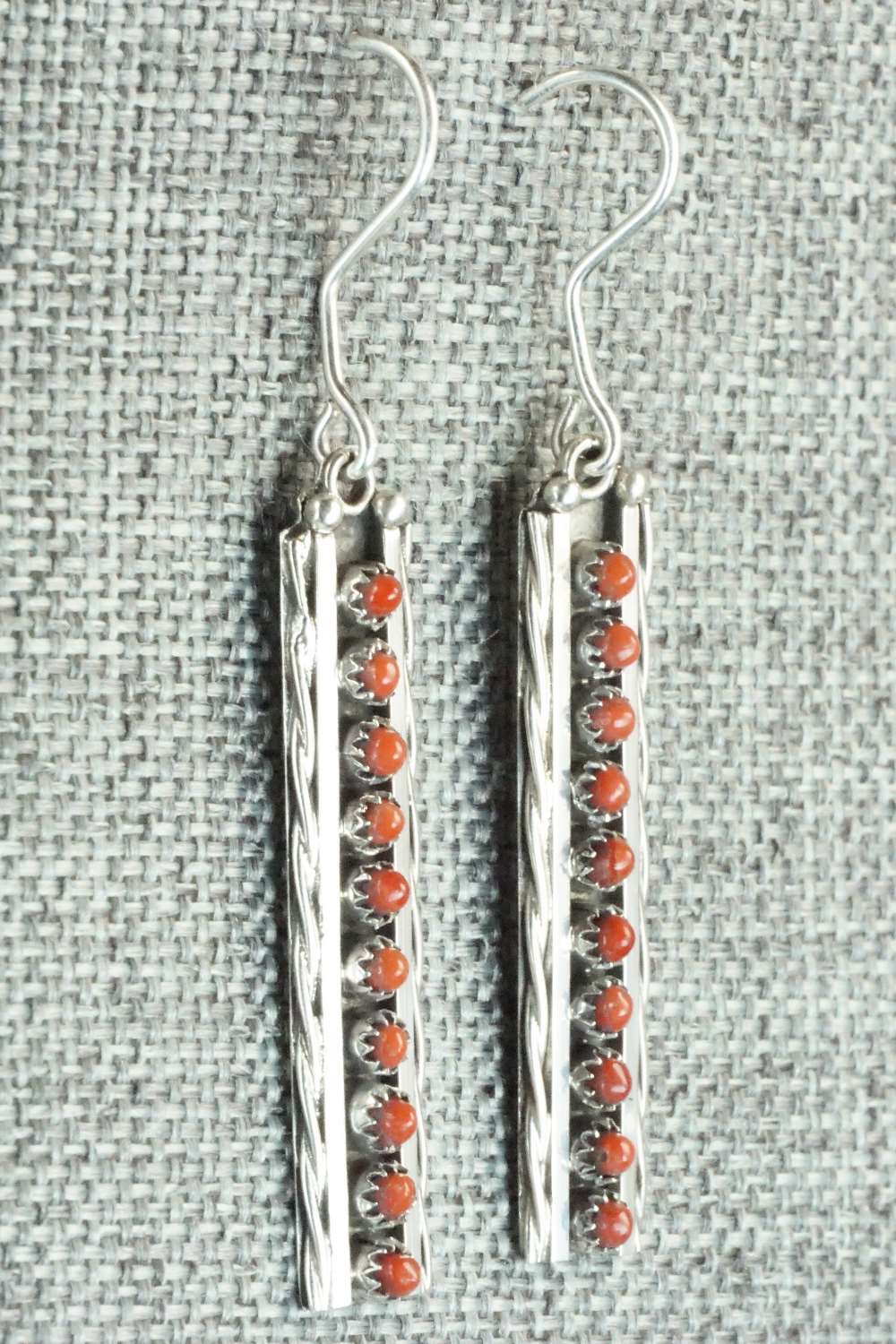 Coral & Sterling Silver Earrings - Stephen Haloo